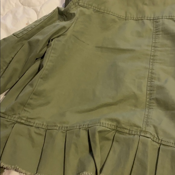 Army green twill ruffle peplum coat khaki - Picture 6 of 6